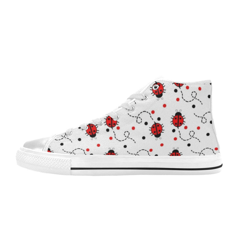 Ladybugs On The Move - Kids High Top Canvas Shoes