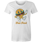 Fast Food, Hamburger - Womens T-shirt White Womens T-shirt Food Printed In Australia