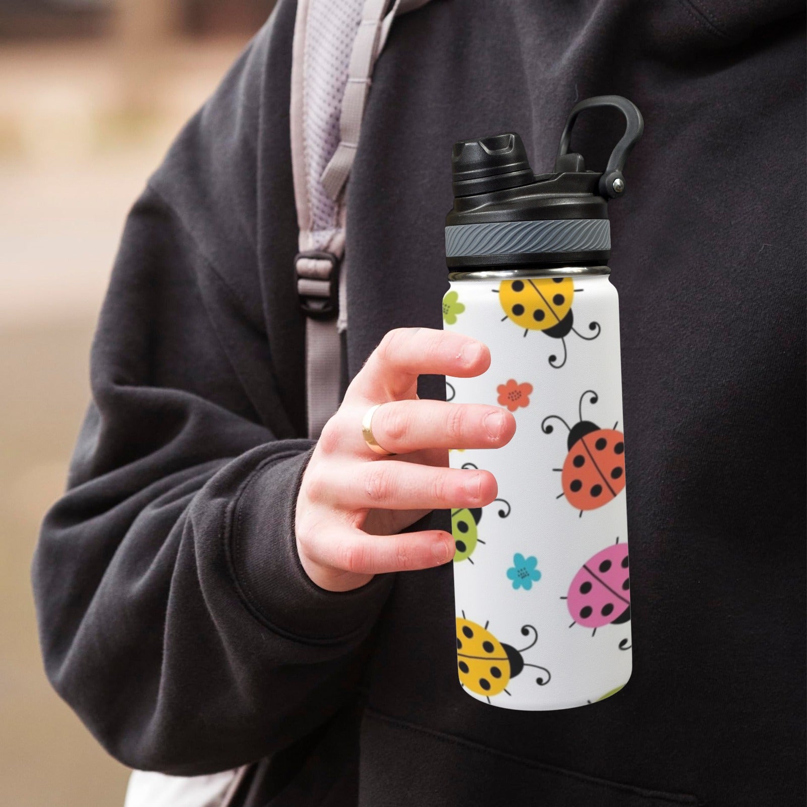 Ladybugs - Insulated Water Bottle with Dual-Use Lid (18oz) Insulated Water Bottle with Dual-Use Lid (18oz) animal Printed Offshore