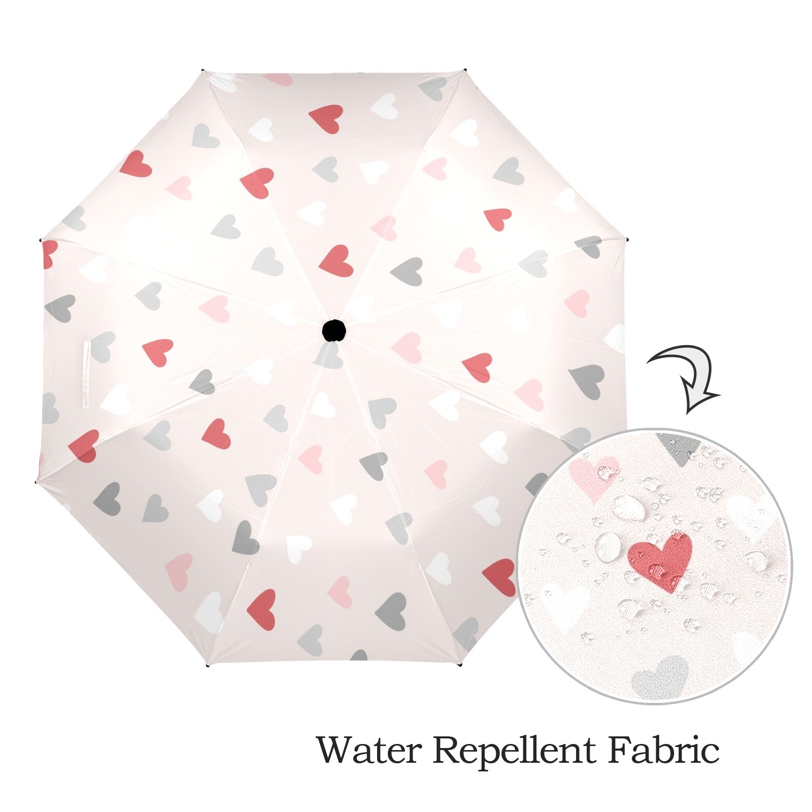 Pretty Hearts - Semi-Automatic Foldable Umbrella (Model U12) Semi-Automatic Foldable Umbrella (U12)