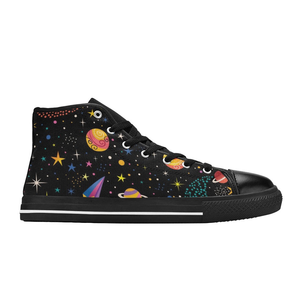 Space - Men's High Top Canvas Shoes