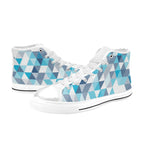 Blue Triangles - Women's High Top Canvas Shoes