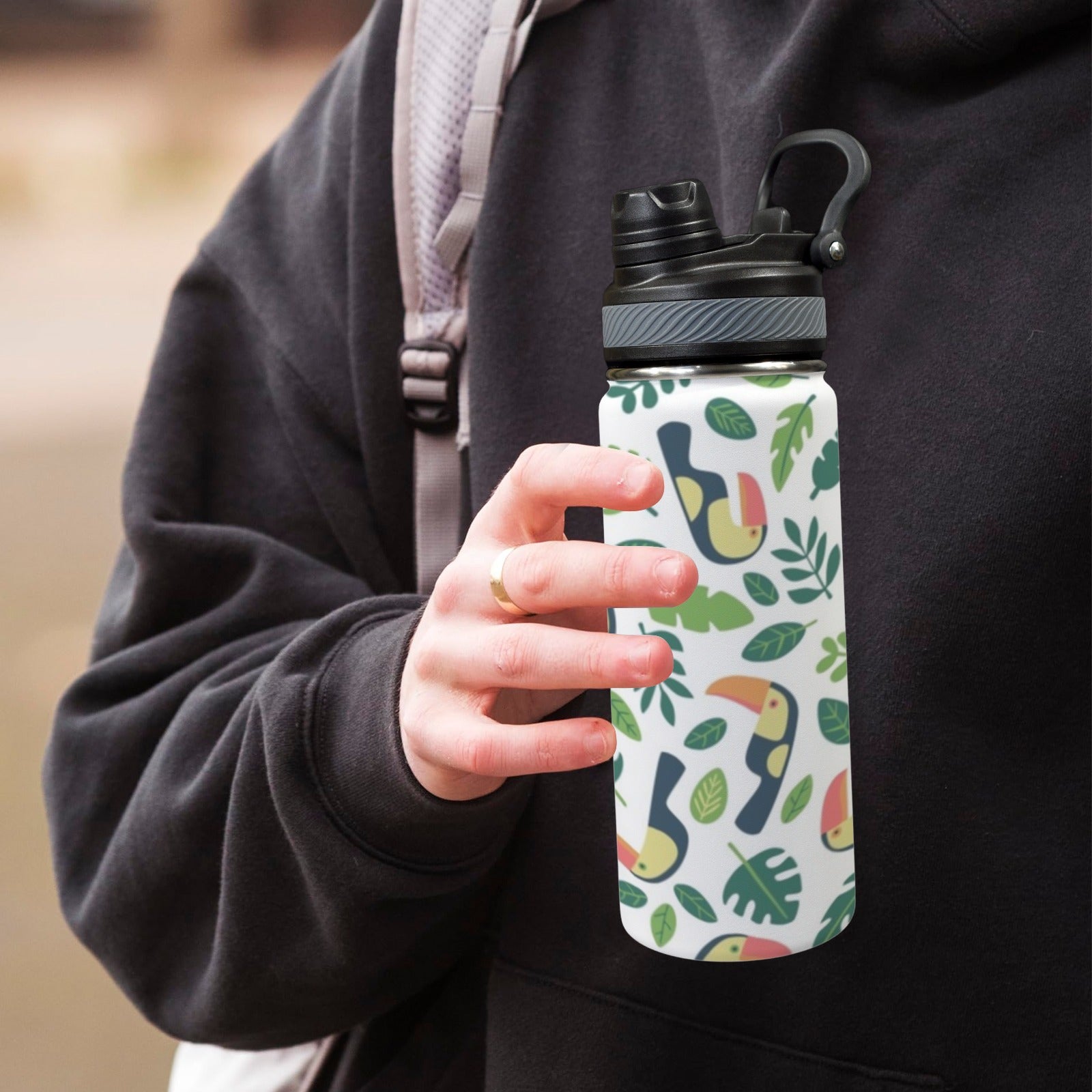 Toucans - Insulated Water Bottle with Dual-Use Lid (18oz) Insulated Water Bottle with Dual-Use Lid (18oz) animal Printed Offshore