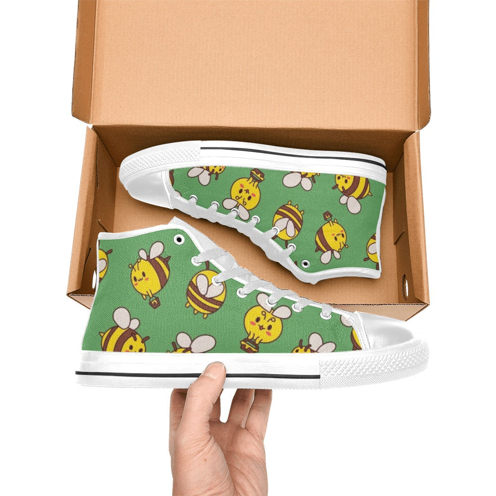 Busy Bees Kids High Top Canvas Shoes Kids High Top Canvas Shoes animal Printed Offshore