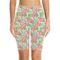 Bright Painted Tropical Women's Bike Shorts With Side Pockets