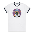 Coffee, Alien, UFO, Take Me To Your Brewer AS Colour Staple Ringer Tee White Navy Ringer T-Shirt Coffee Printed In Australia Sci Fi