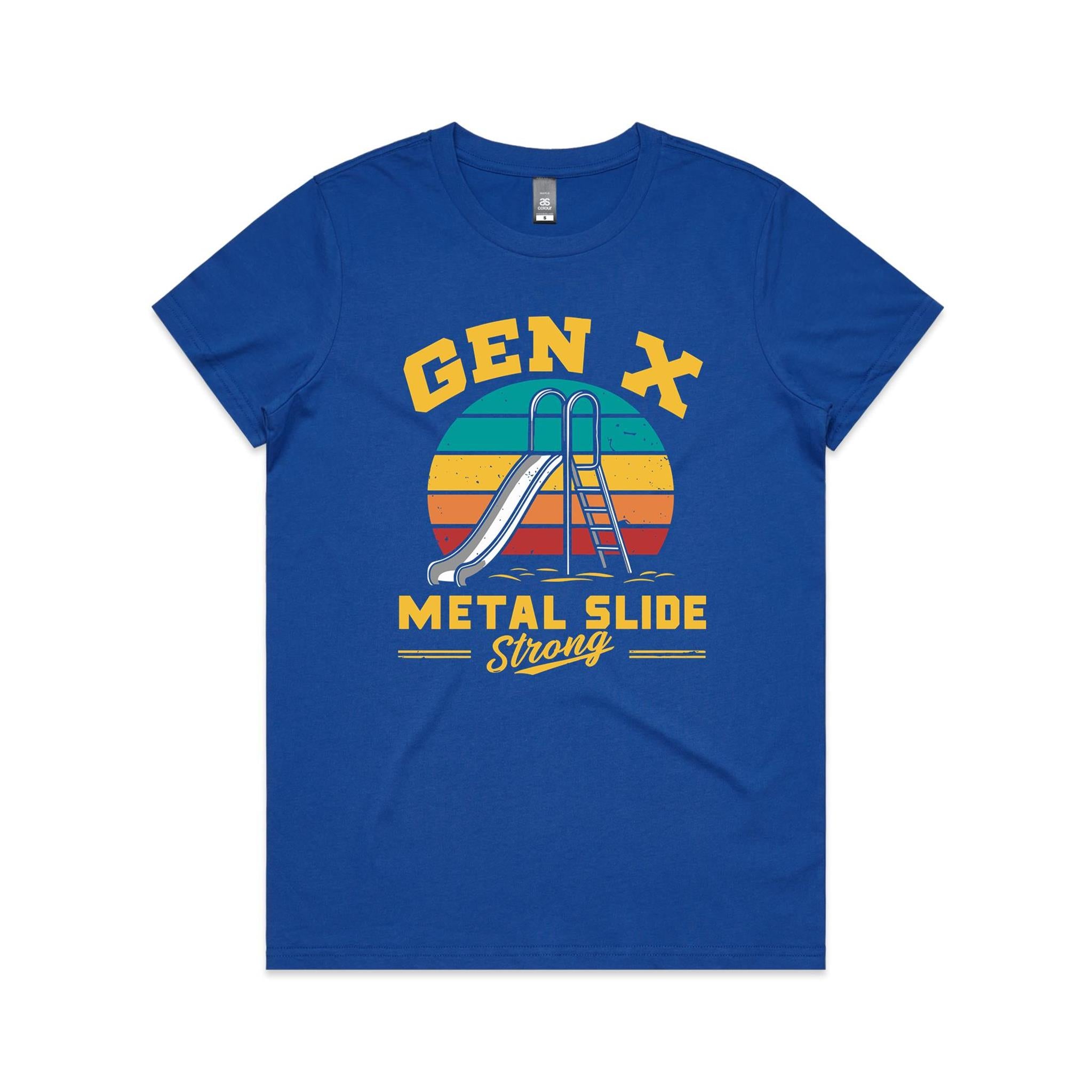 Gen X, Metal Slide Strong - Womens T-shirt Bright Royal Womens T-shirt Printed In Australia