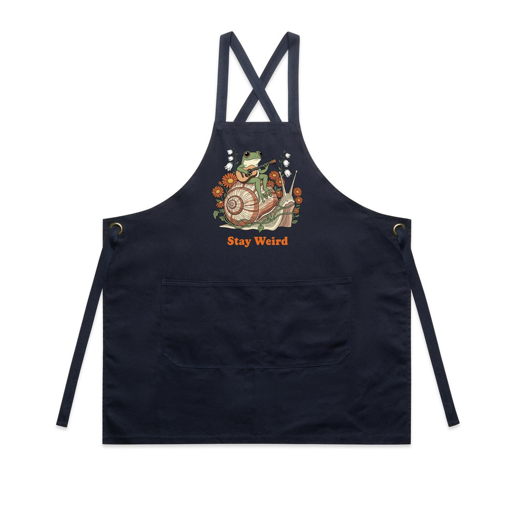 Stay Weird, Guitar Playing Frog On A Snail AS Colour Carrie Apron Navy One Size Apron animal Music Printed In Australia