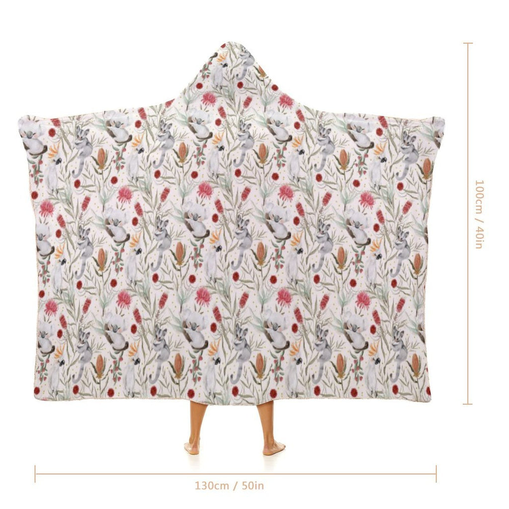 Australian Plants And Animals Kids Hooded Blanket 100cm x 130cm