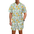 Tropical Flowers And Leaves Men's Hawaiian Shirt & Shorts Set Men's Hawaiian Shirt & Shorts Set Plants Printed Offshore