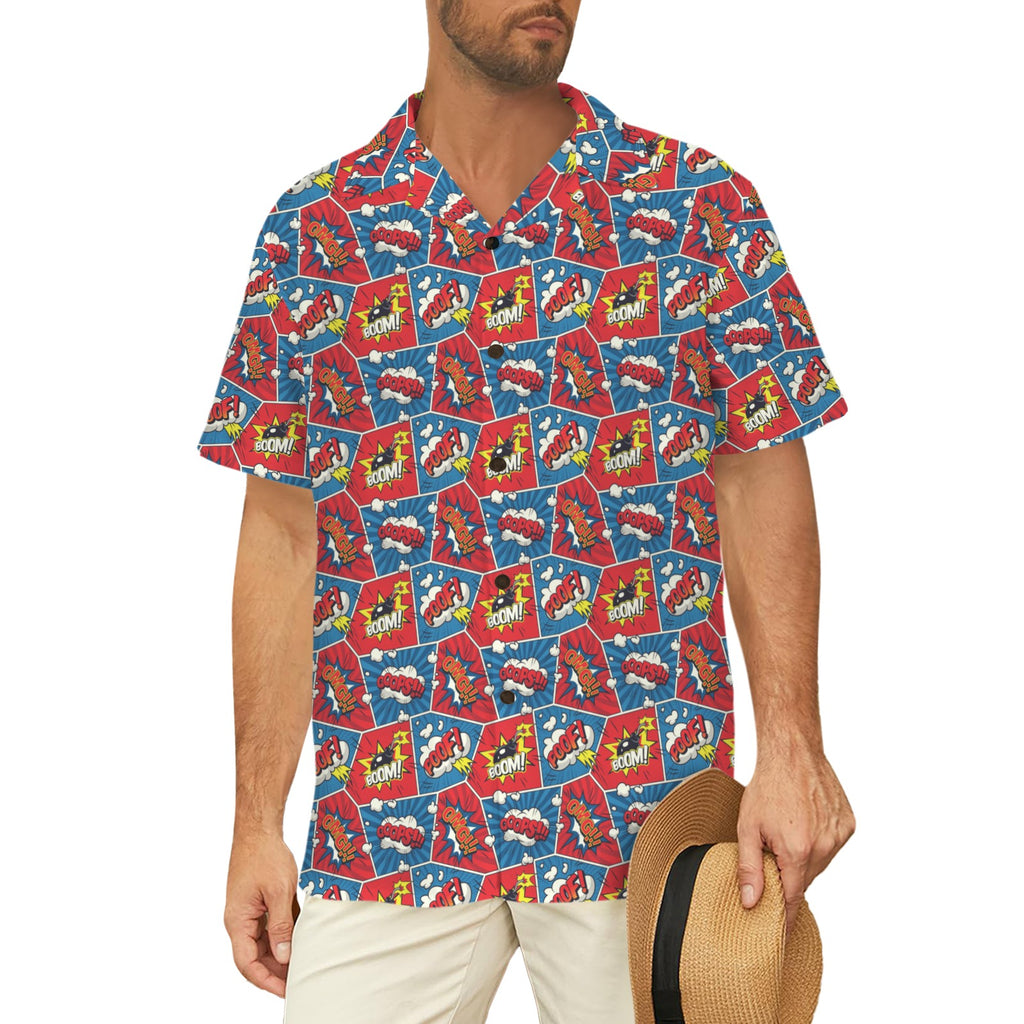 Comic Book Cells Men's Short Sleeve Hawaiian Shirt Men's Hawaiian Shirt (New) comic Printed Offshore