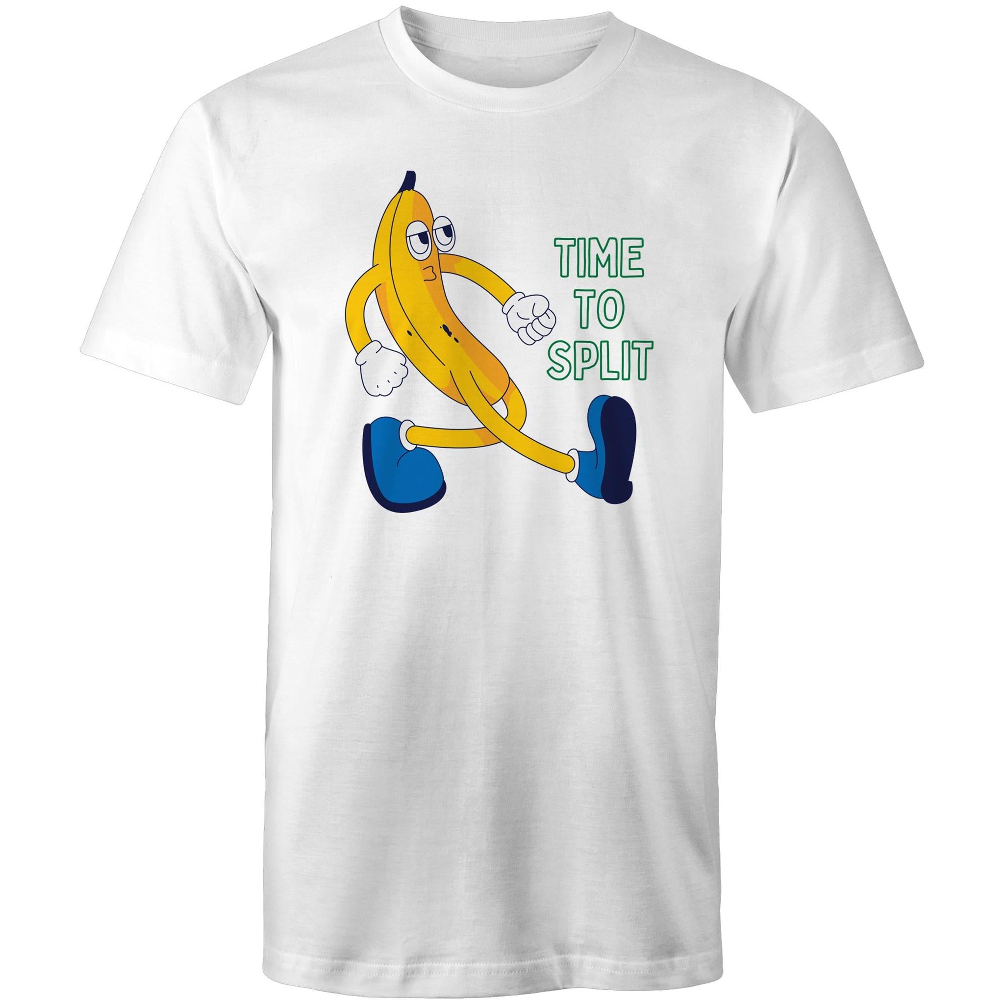 Time To Split, Banana - Mens T-Shirt White Mens T-shirt Food Printed In Australia