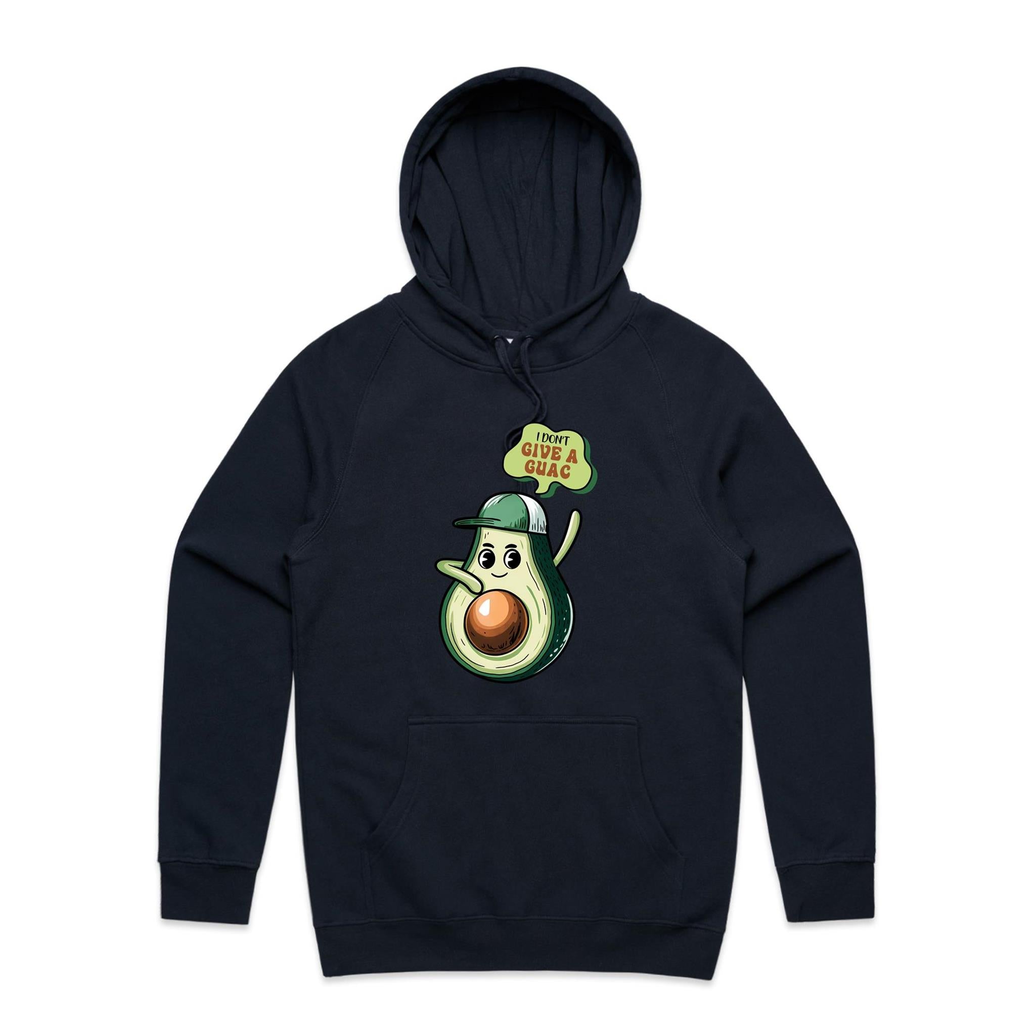 I Don't Give A Quac, Avocado - Mens Hoodie Navy Mens Hoodie Food Printed In Australia