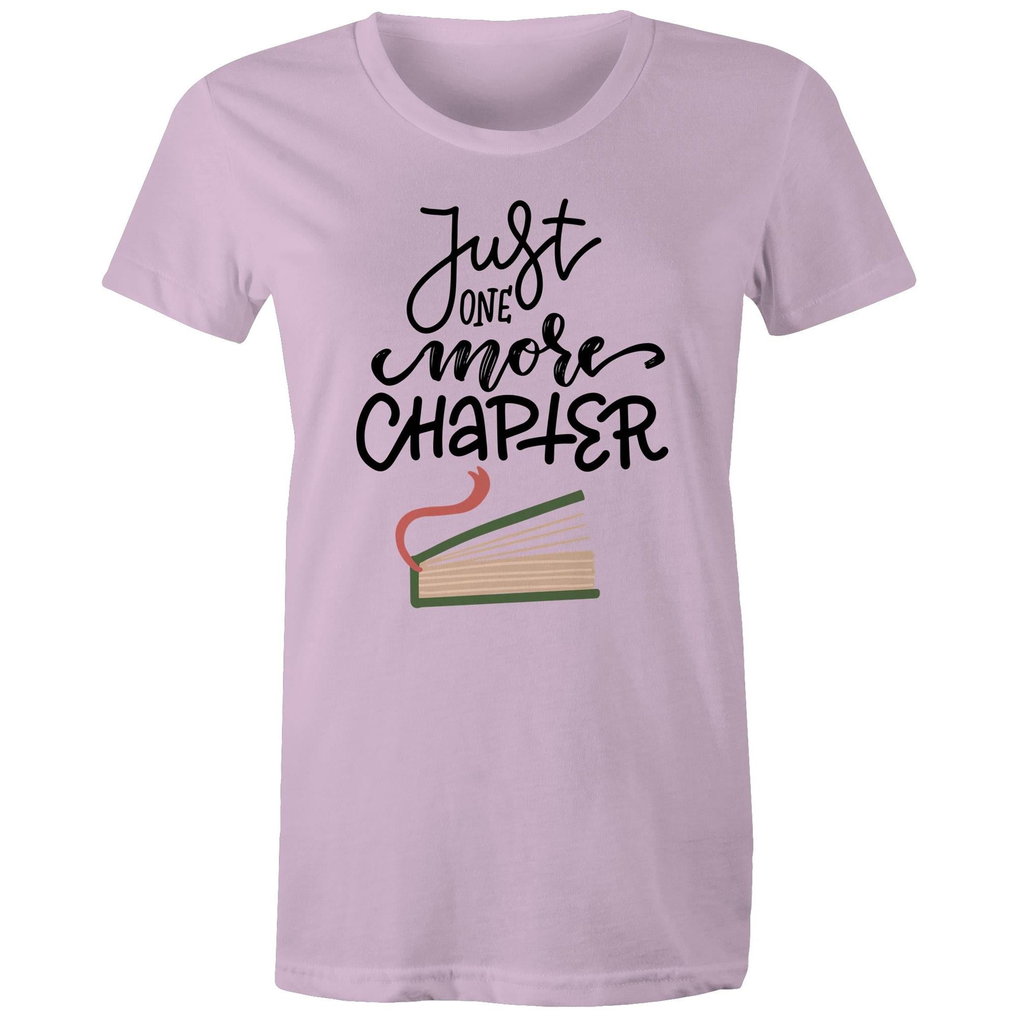 Just One More Chapter, Books - Womens T-shirt Lavender Womens T-shirt Printed In Australia Reading
