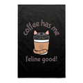 Coffee Has Me Feline Good - AS Colour Tea Towel Black One Size Tea Towel Coffee Printed In Australia