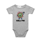 Cell-fie Cell Selfie AS Colour Baby Bodysuit Grey Marle Baby Bodysuit Printed In Australia Science