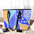 Blue Swirl - Leather Tote Bag-Large