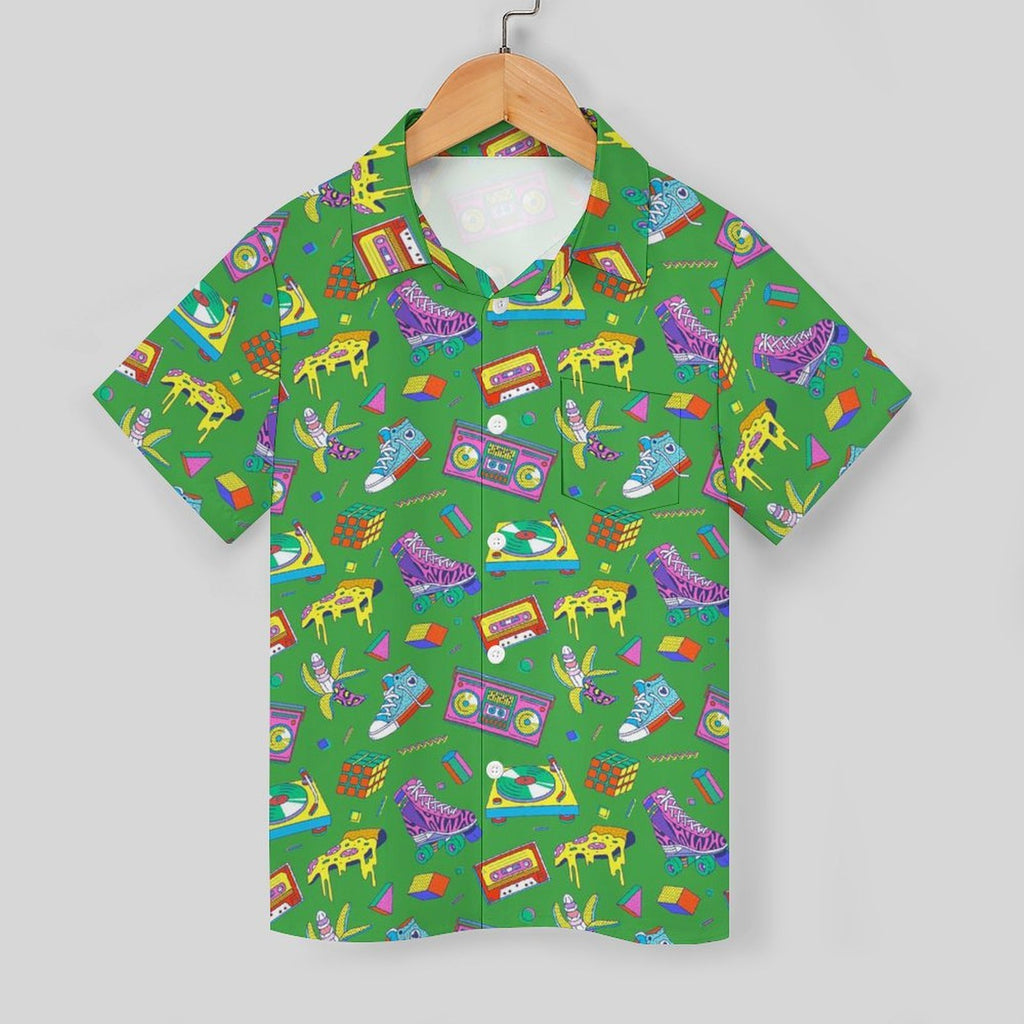 Bright 80's Kids Youth Short Sleeve Button Up Shirt