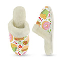 Food Love Women's Fur Trim Thick-Sole Indoor Slippers Women's Fur Trimmed Slippers Food Printed Offshore