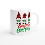 Christmas Gnome, Season's Greetings - White 11oz Ceramic Mug Christmas Mug Christmas Globally Fulfilled