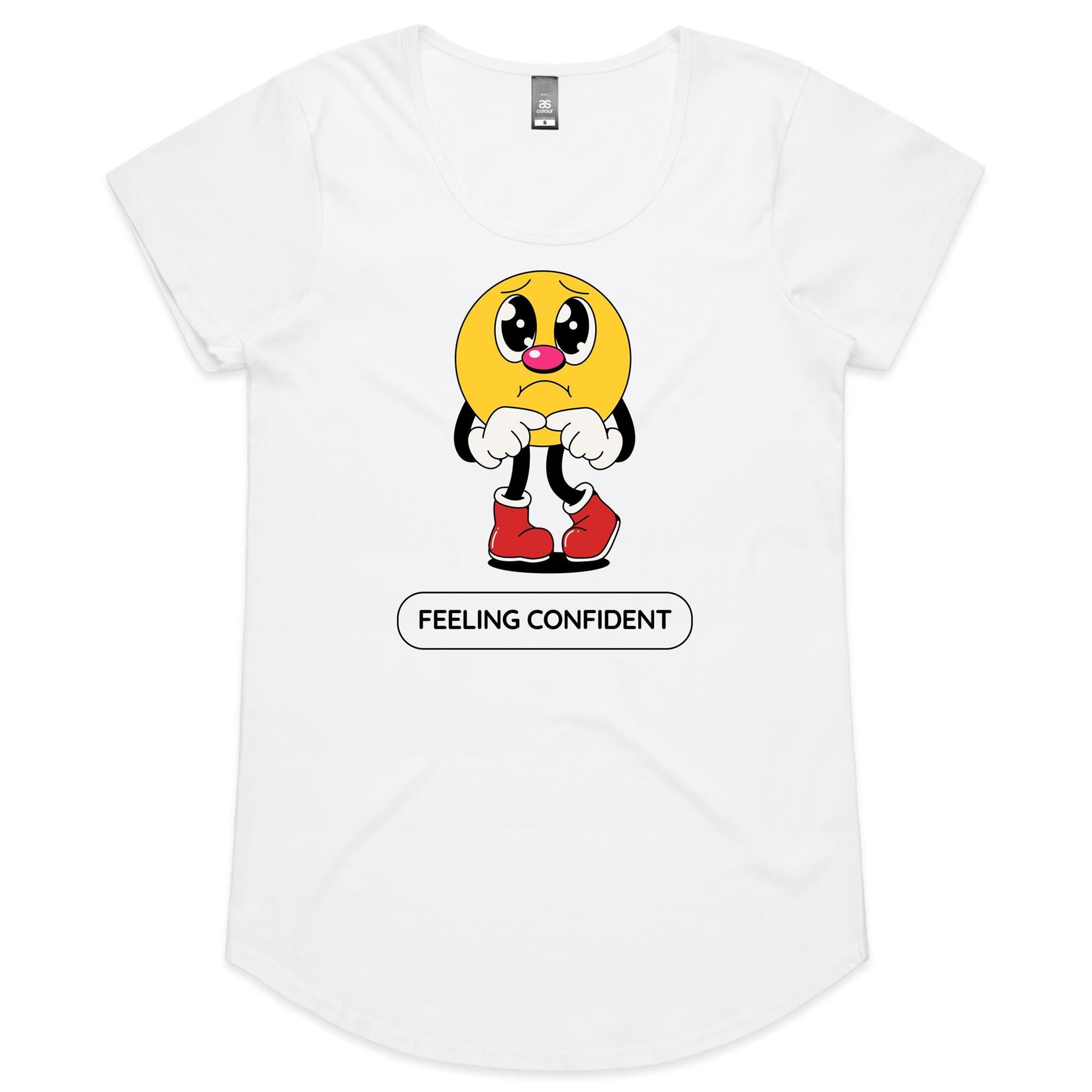 Feeling Confident - Womens Scoop Neck T-Shirt White Womens Scoop Neck T-shirt Printed In Australia