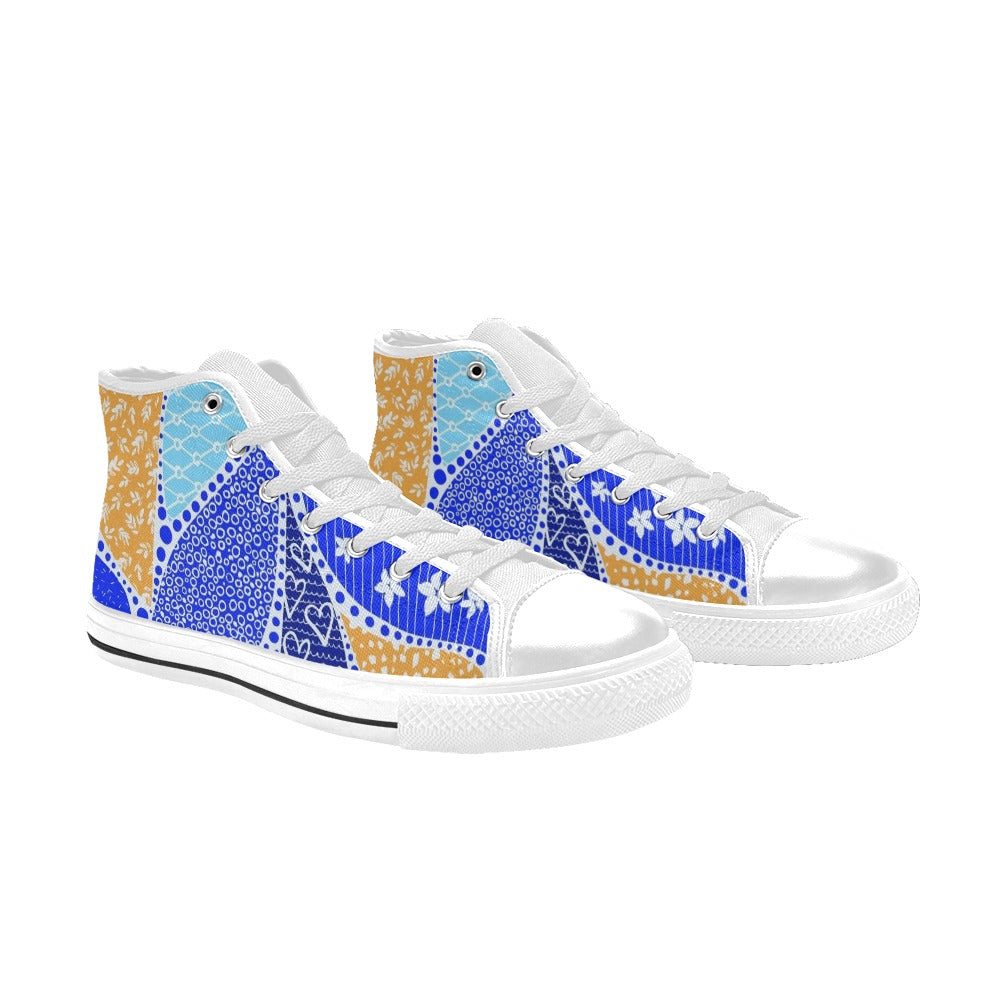 Blue Swirl - Men's High Top Canvas Shoes