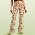 Abstract Floral High Waist Crossover Tummy Control Flare Leggings