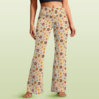 Abstract Floral High Waist Crossover Tummy Control Flare Leggings