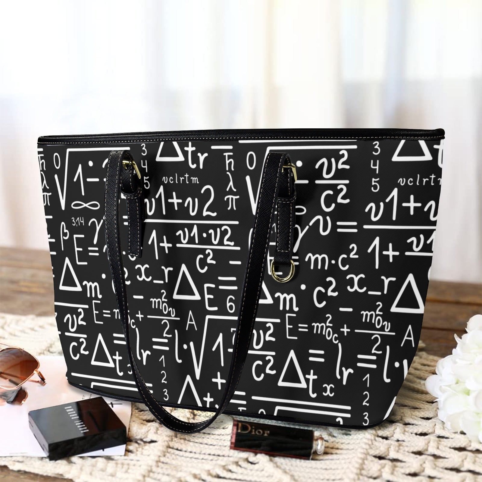 Mathematics - Leather Tote Bag-Large
