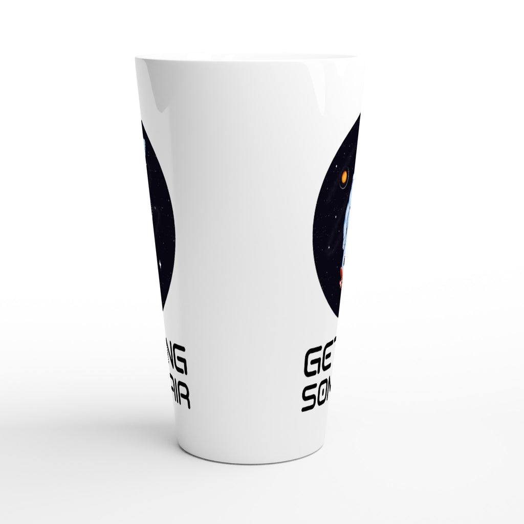 Astronaut Skateboard, Getting Some Air - White Latte 17oz Ceramic Mug Latte Mug Globally Fulfilled Space