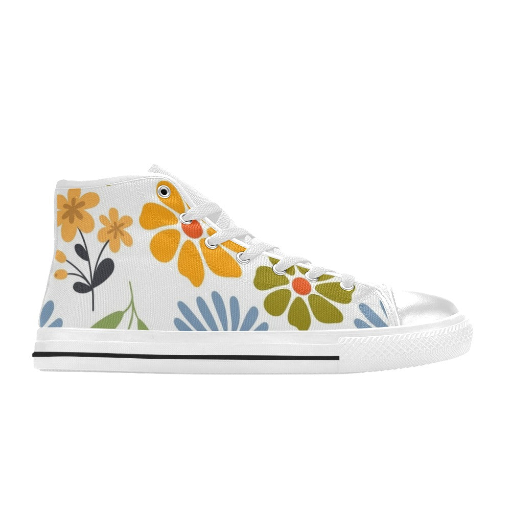 Vintage Boho Flowers Women's High Top Canvas Shoes Womens Classic High Top Shoes Plants Printed Offshore