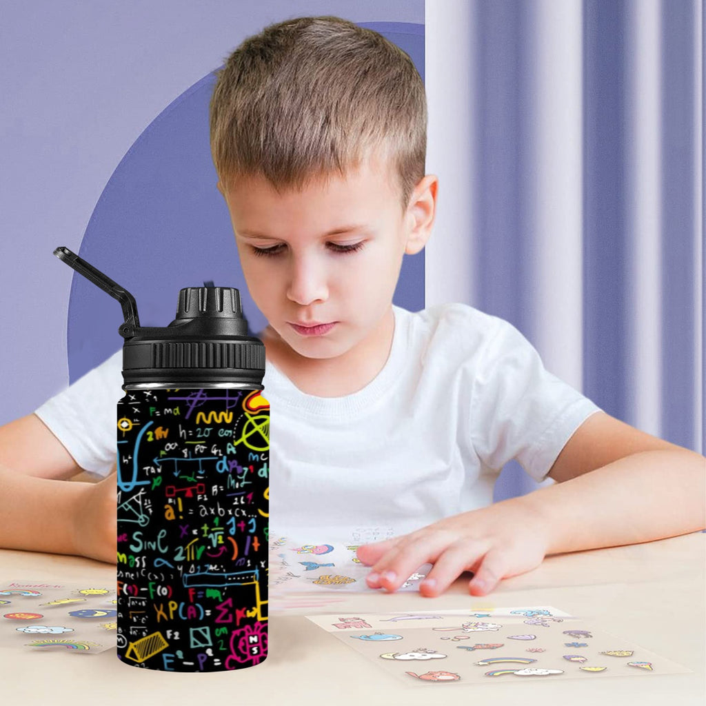 Math Scribbles Kids Water Bottle with Chug Lid (12 oz) Kids Water Bottle with Chug Lid Maths Printed Offshore