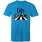 The Cats, Fab Four Crossing Road - Mens T-Shirt Arctic Blue Mens T-shirt animal Music Printed In Australia