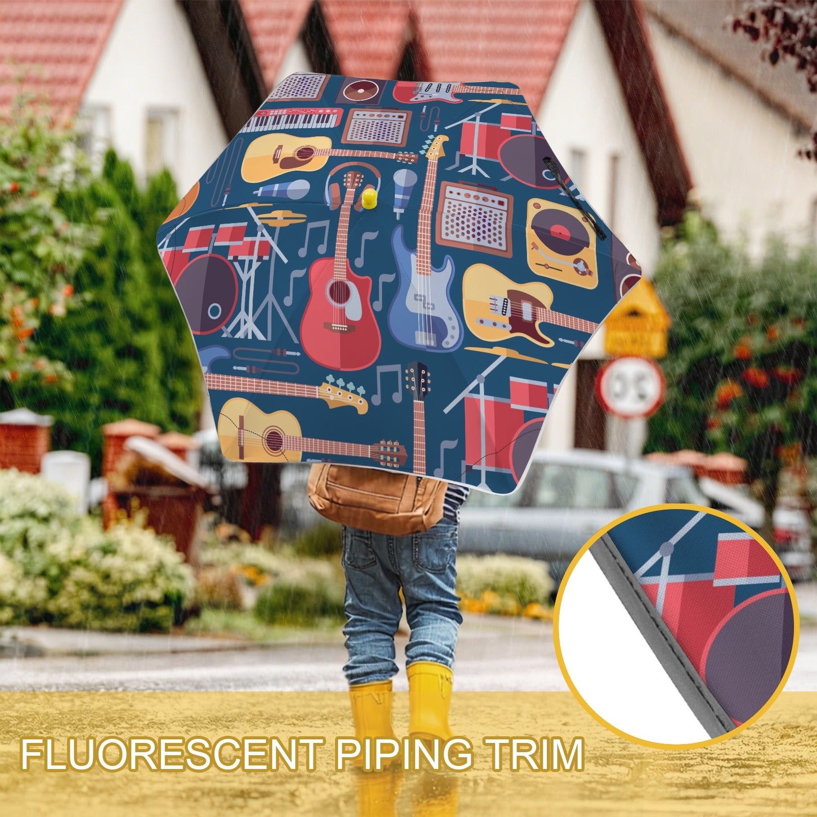 Music Instruments Kids Safe Round Corner Umbrella Kids Safe Round Corner Umbrella Music Printed Offshore