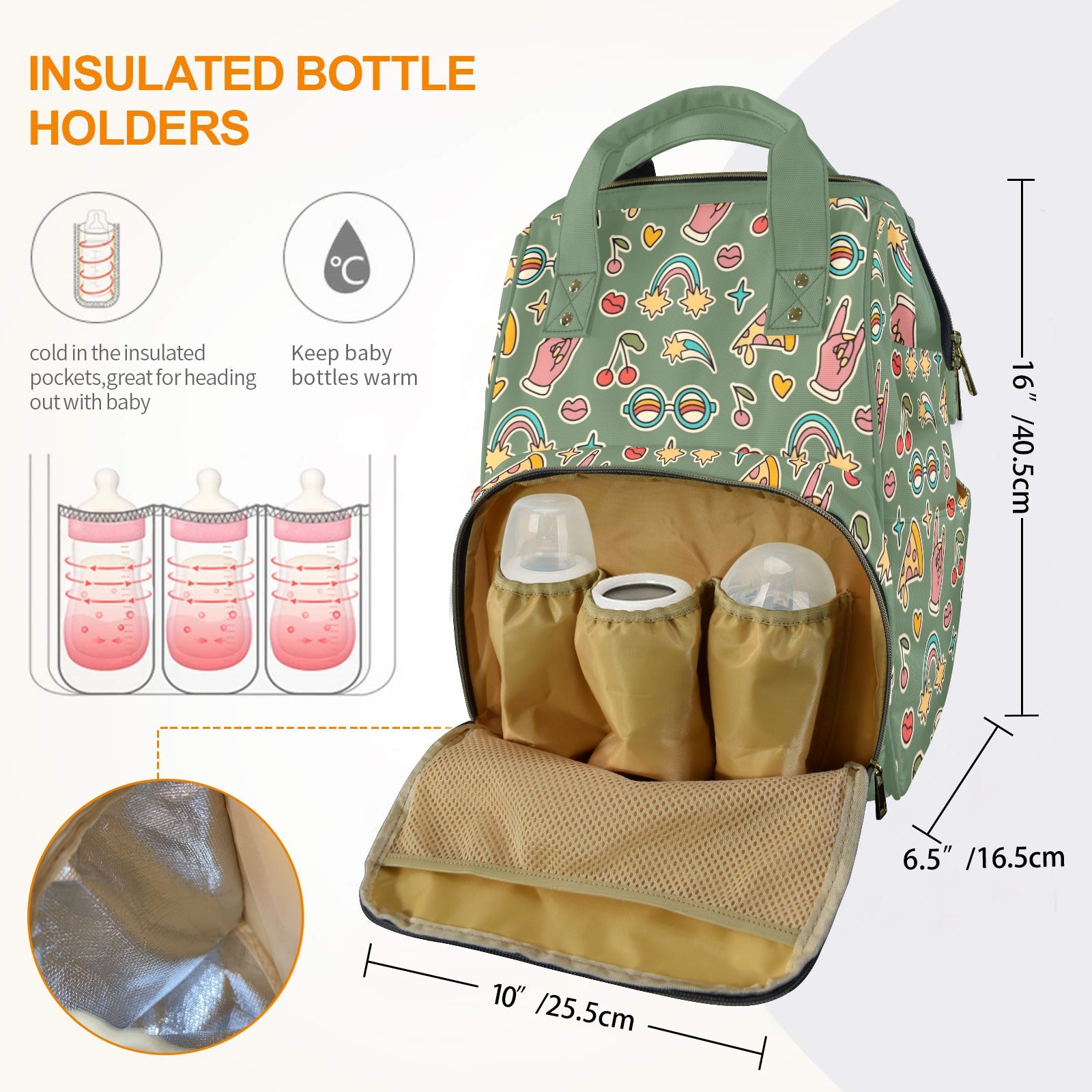 Groovy Retro Multi-Function Backpack, Nappy / Diaper Bag Multi-function Backpack, Nappy / Diaper Bag Printed Offshore Retro