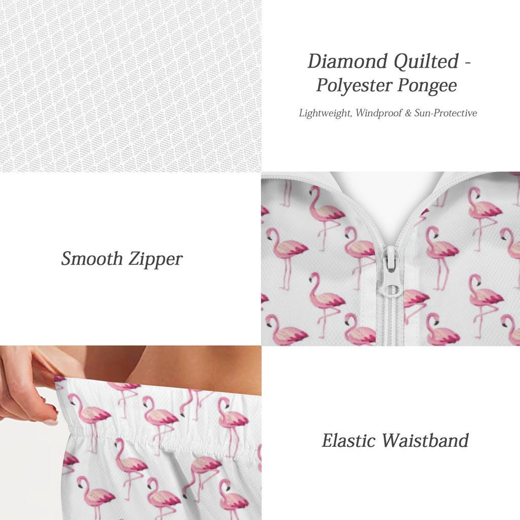 Flamingos Women's Windbreaker Short Set Women's Windbreaker Short Set animal Printed Offshore