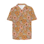 Orange Retro Floral Men's Hawaiian Shirt