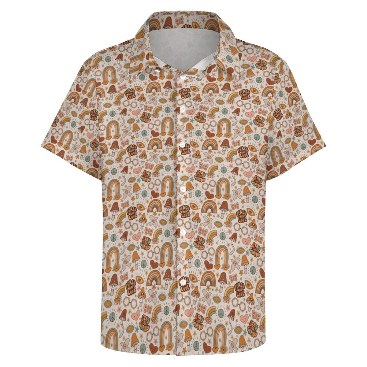 Peace And Love Women's Collared Pocketless Short Sleeve Shirt