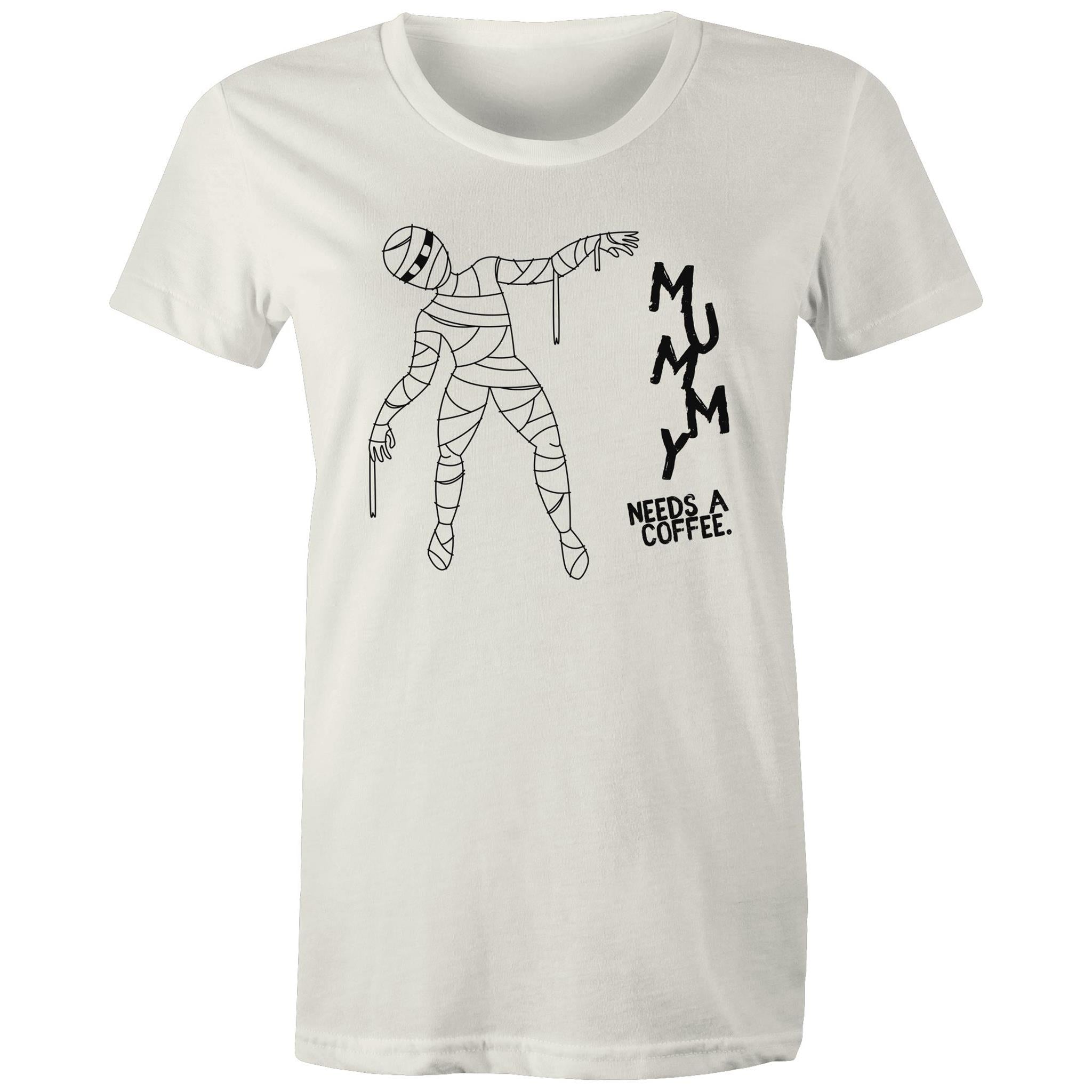 Mummy Needs A Coffee - Womens T-shirt Natural Womens T-shirt Coffee Mum Printed In Australia