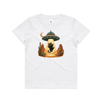 Black Cat Alien UFO Abduction Kids AS Colour T-shirt