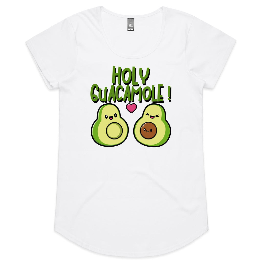 Holy Guacamole, Pregnant Avocado - Womens Scoop Neck T-Shirt White Womens Scoop Neck T-shirt Food Printed In Australia