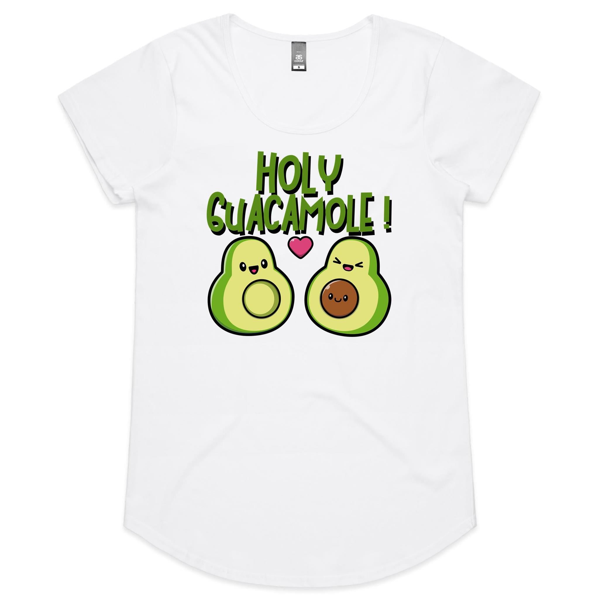 Holy Guacamole, Pregnant Avocado - Womens Scoop Neck T-Shirt White Womens Scoop Neck T-shirt Food Printed In Australia
