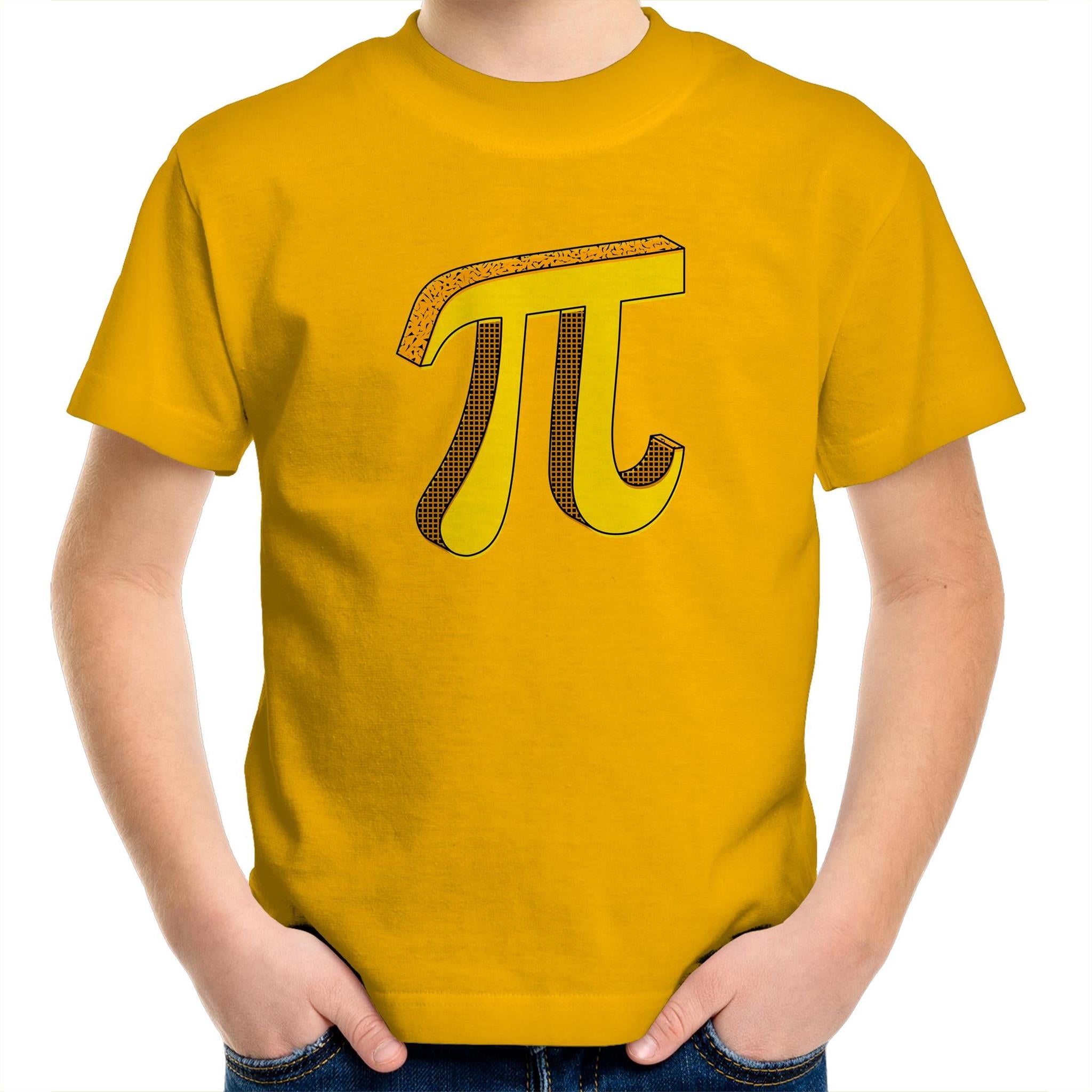 Pi - Kids Youth T-Shirt Gold Kids Youth T-shirt Printed In Australia Science