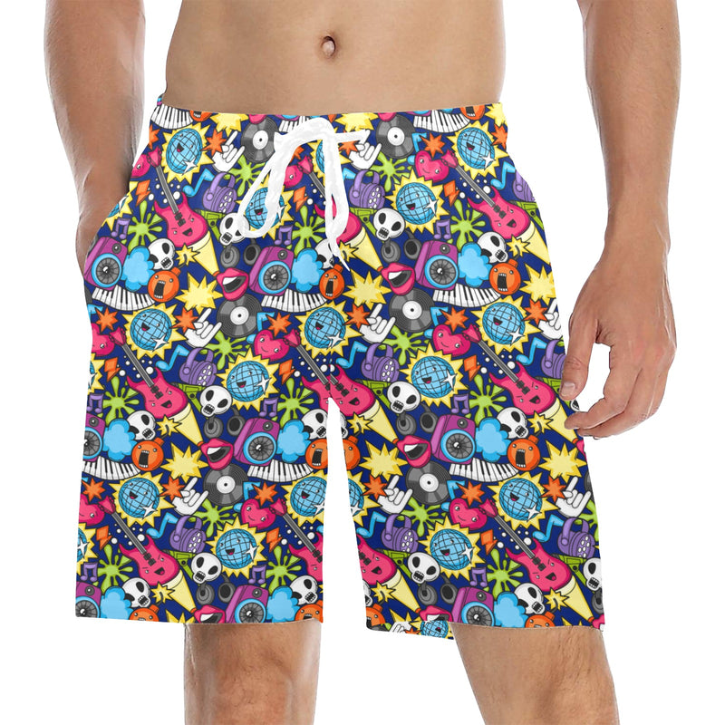 Sticker Music - Men's Mid-Length Beach Shorts 5XL Men's Mid-Length Beach Shorts Music Printed Offshore