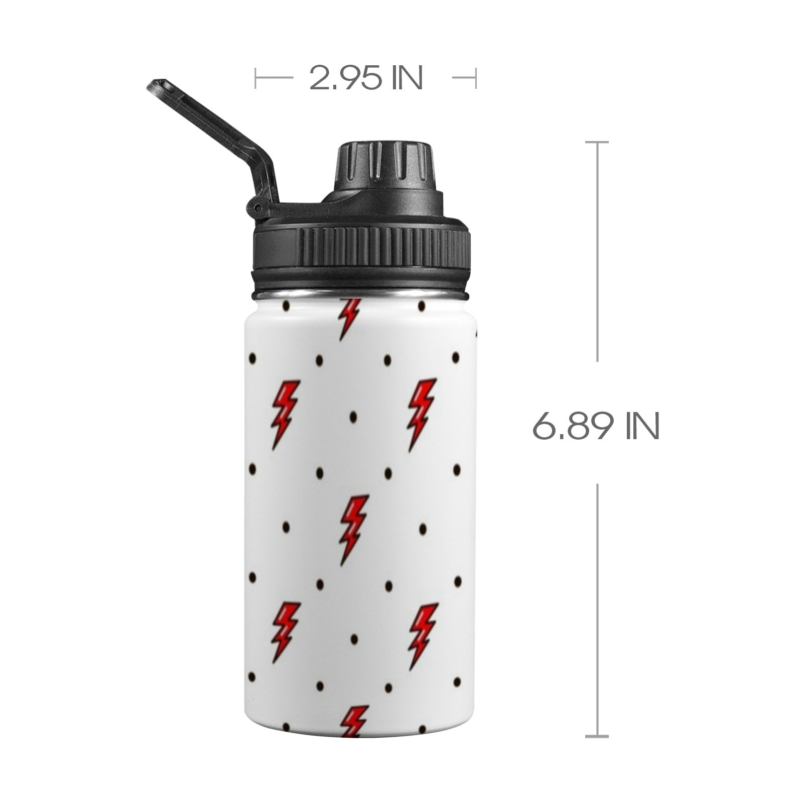 Red Lightning - Kids Water Bottle with Chug Lid (12 oz) One Size Kids Water Bottle with Chug Lid comic Printed Offshore