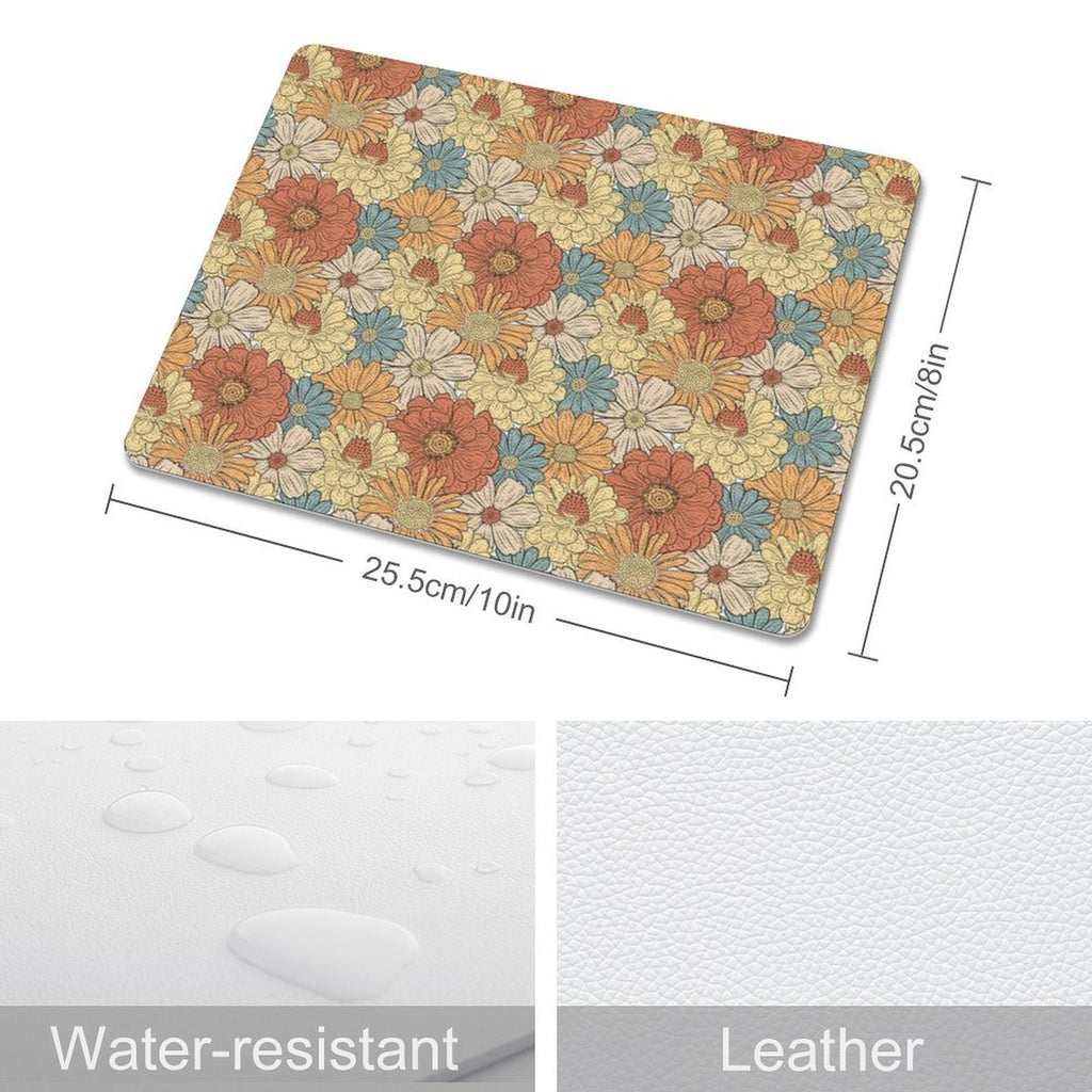 Vintage Retro Floral Leather Mouse Pad Leather Mouse Pad Plants Printed Offshore Retro
