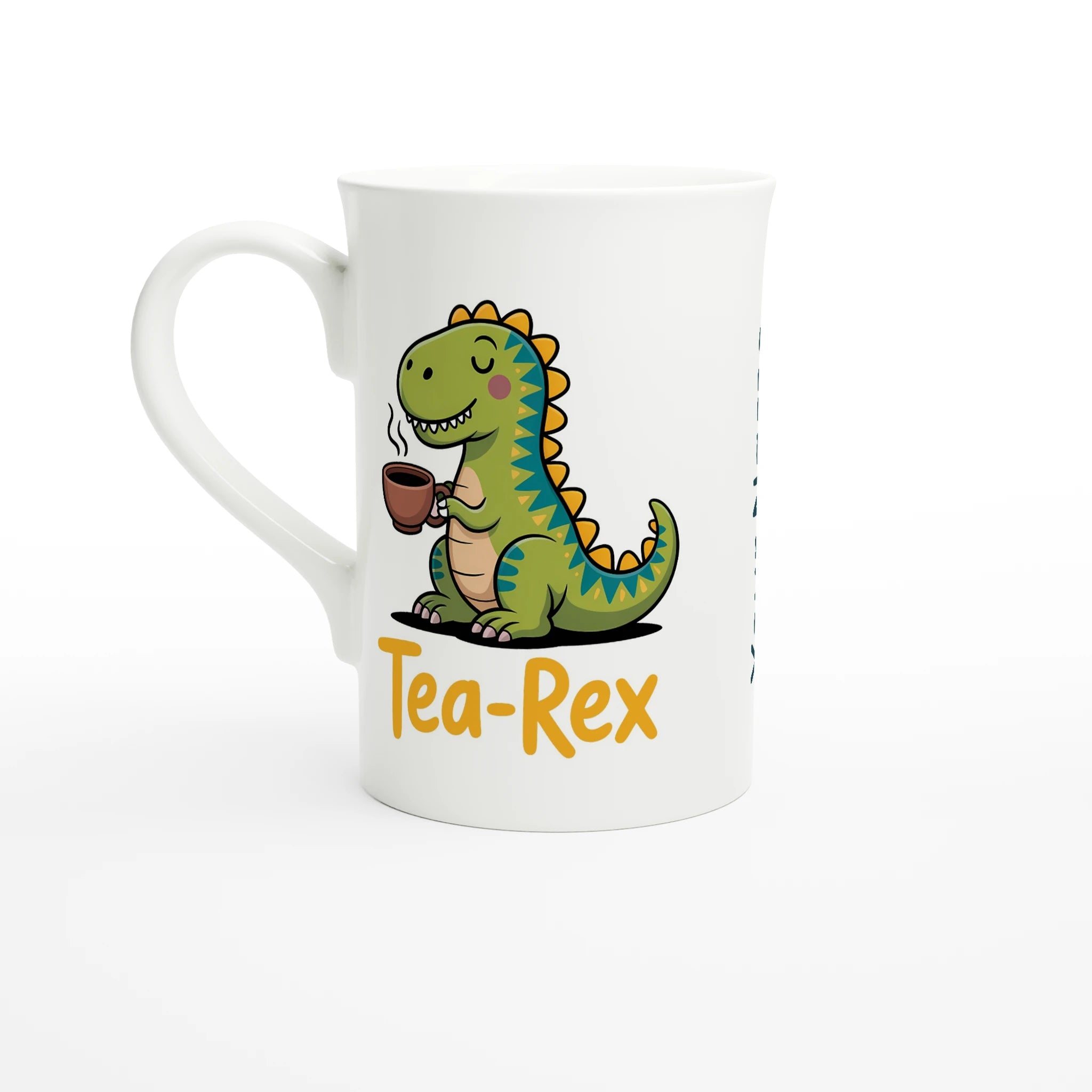 Personalised - Tea-Rex, Tea Drinking Dinosaur - White 10oz Porcelain Slim Mug Default Title Personalised Porcelain Mug animal Globally Fulfilled Tea