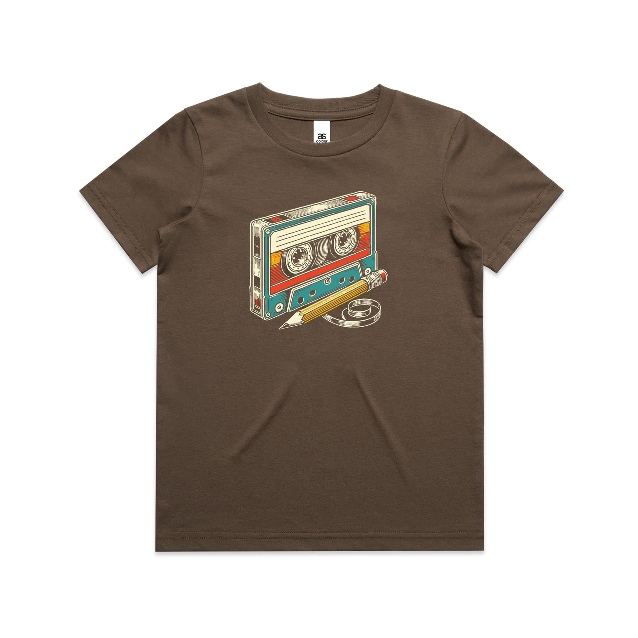 Cassette Tape And Pencil - Kids Youth Staple Tee