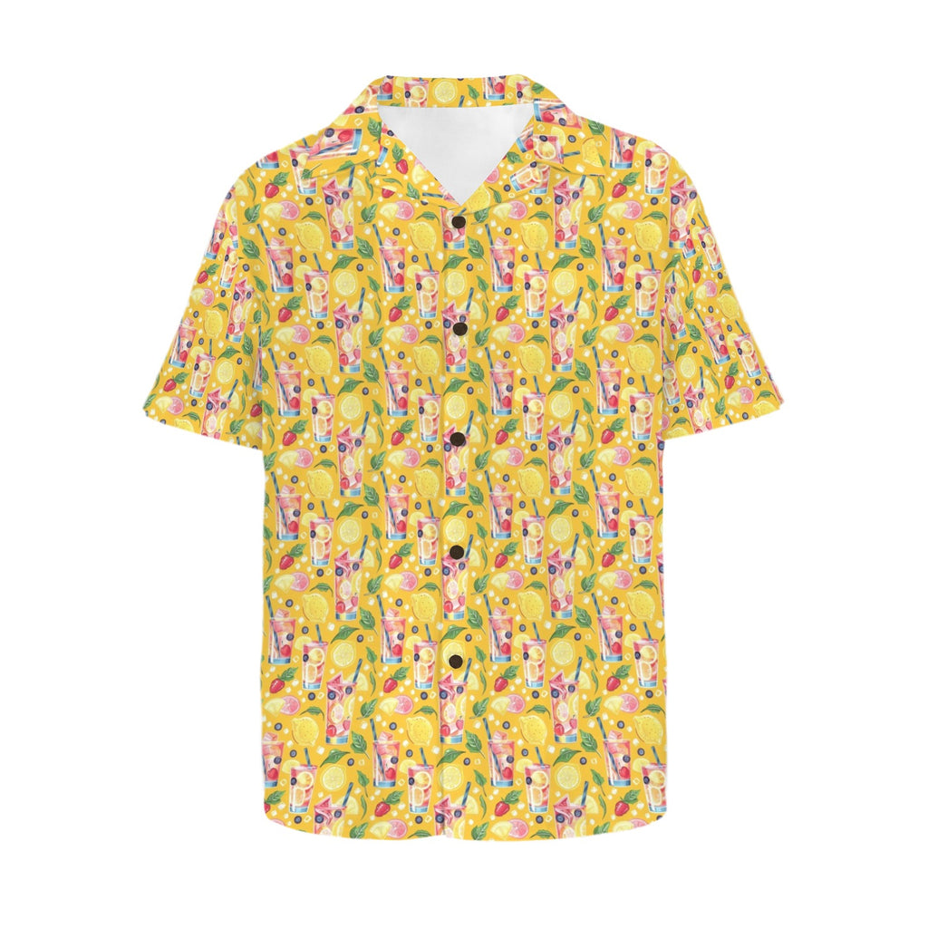 Tropical Fruit Drink Men's Short Sleeve Hawaiian Shirt Men's Hawaiian Shirt (New) Food Printed Offshore