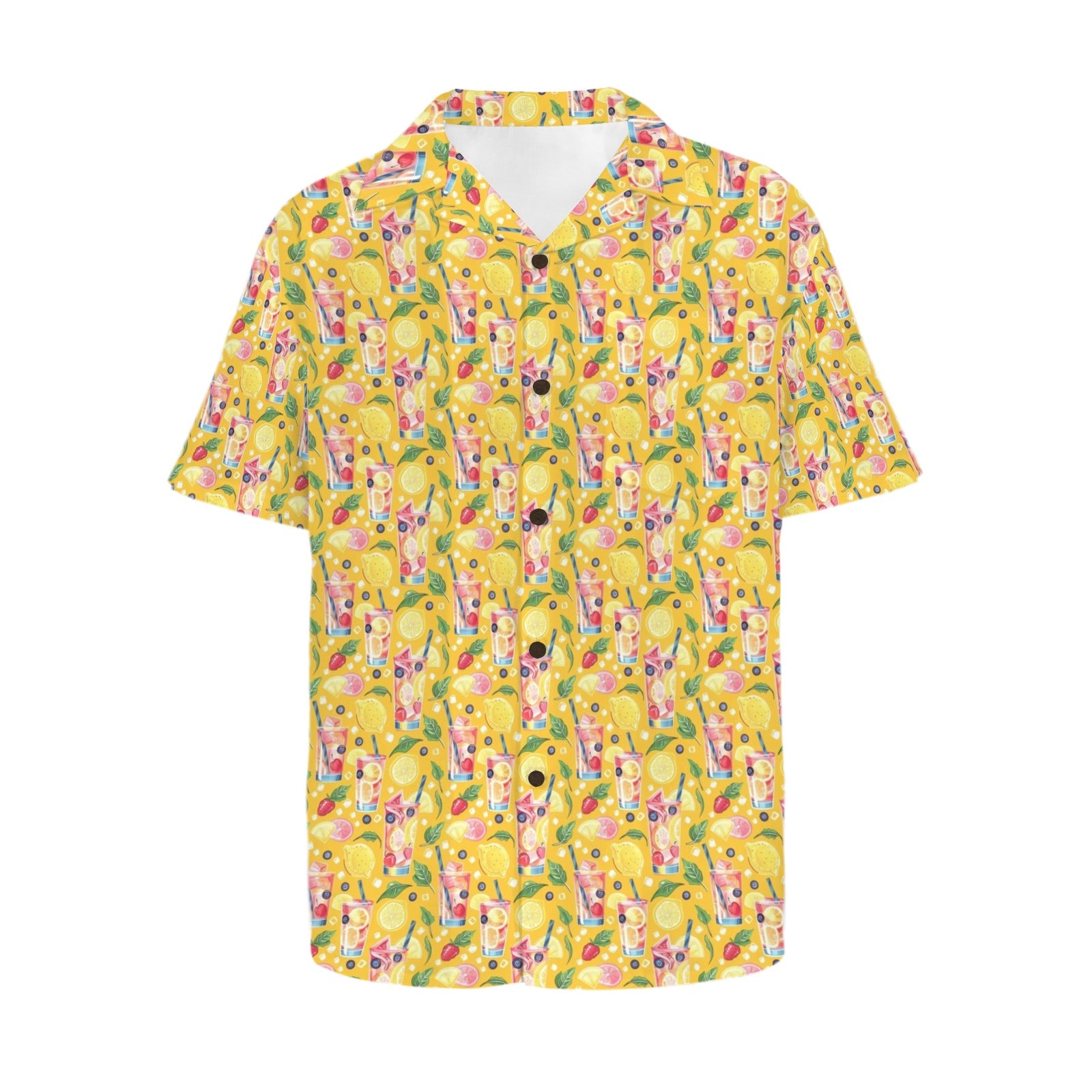 Tropical Fruit Drink - Men's Short Sleeve Hawaiian Shirt Men's Hawaiian Shirt (New) Food Printed Offshore